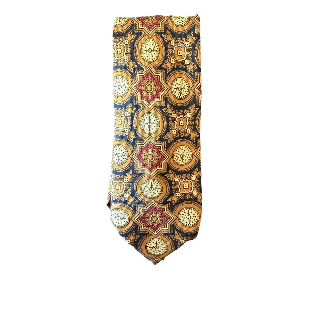John Comfort London Silk Necktie Geometric Moorish Print English Silk Luxury Tie